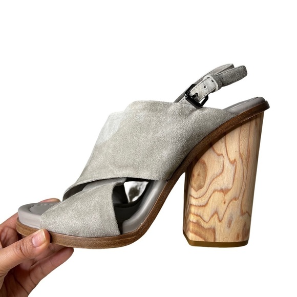 Vince Helena Wooden Block Heel Suede Sandal Size 10 - Picture 5 of 9